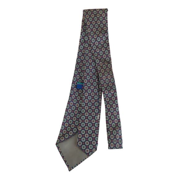 Woodward 100% Silk Tie‎ Blue Red Cream Pattern All - Picture 2 of 4